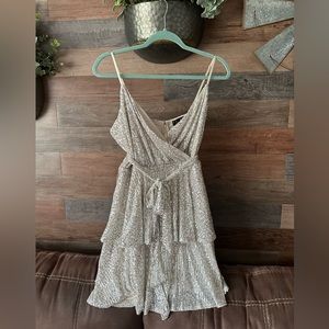 Surplice-Neck Sleeveless Tiered Dress